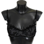 Ermanno Scervino Black Mesh Balconcino Bra Nylon Underwear BIK791-iT2