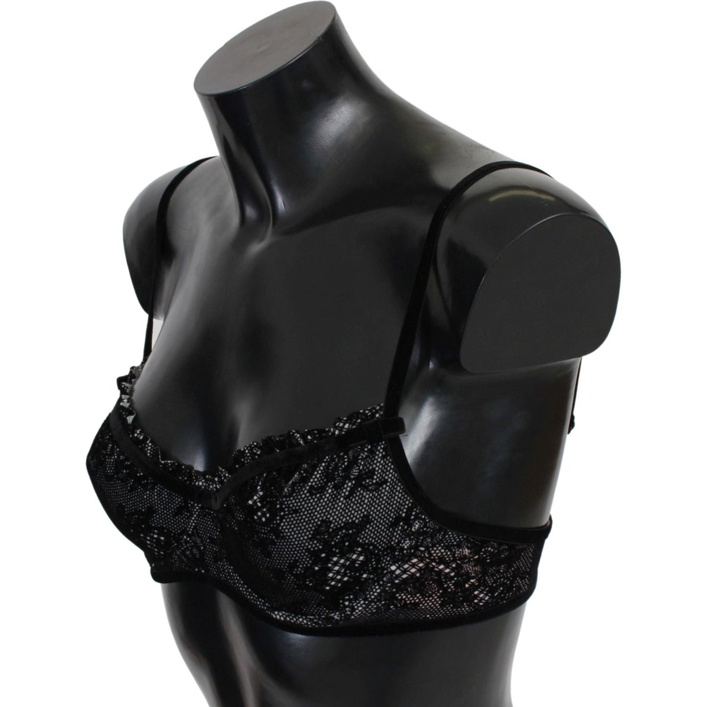 Ermanno Scervino Black Mesh Balconcino Bra Nylon Underwear BIK791-iT2