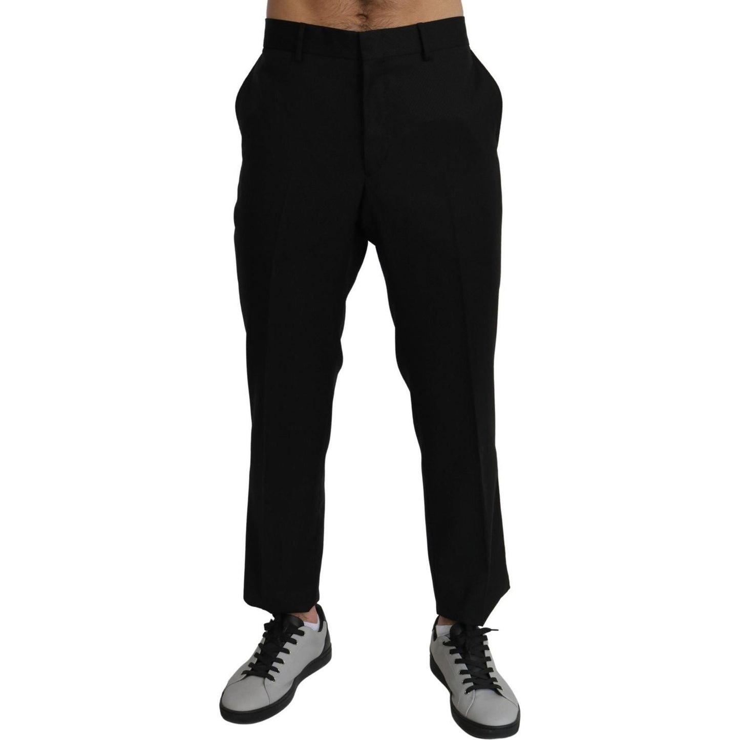 Dolce & Gabbana Black Cotton Wool Formal Dress Pants PAN71277-56