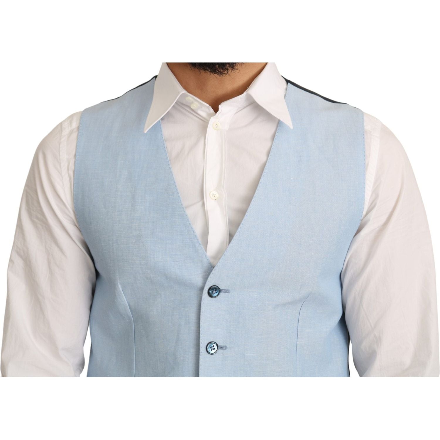 Dolce & Gabbana Blue Viscose Stretch Formal Coat Vest