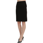 GF Ferre Black High Waist Pencil Cut Knee Length Formal Skirt SKI1398-40