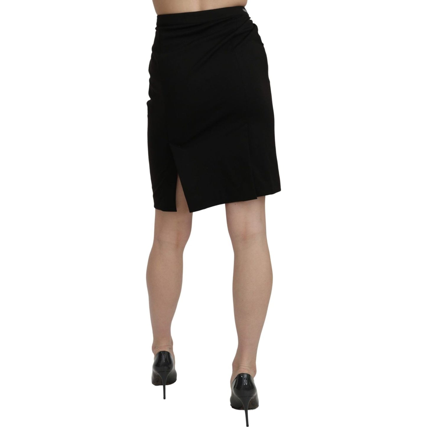GF Ferre Black High Waist Pencil Cut Knee Length Formal Skirt SKI1398-40