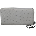 Dolce & Gabbana White Ostrich Leather Continental Mens Clutch Wallet VAS9702