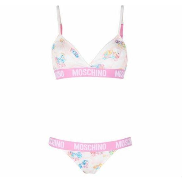Moschino White My Little Pony Bra Briefs Set Two Piece Bikini TSH5090-38