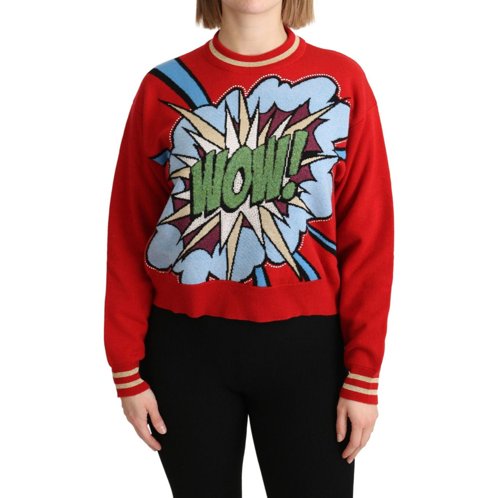 Dolce & Gabbana Red Knitted Cashmere Cartoon Top Sweater TSH5152-38