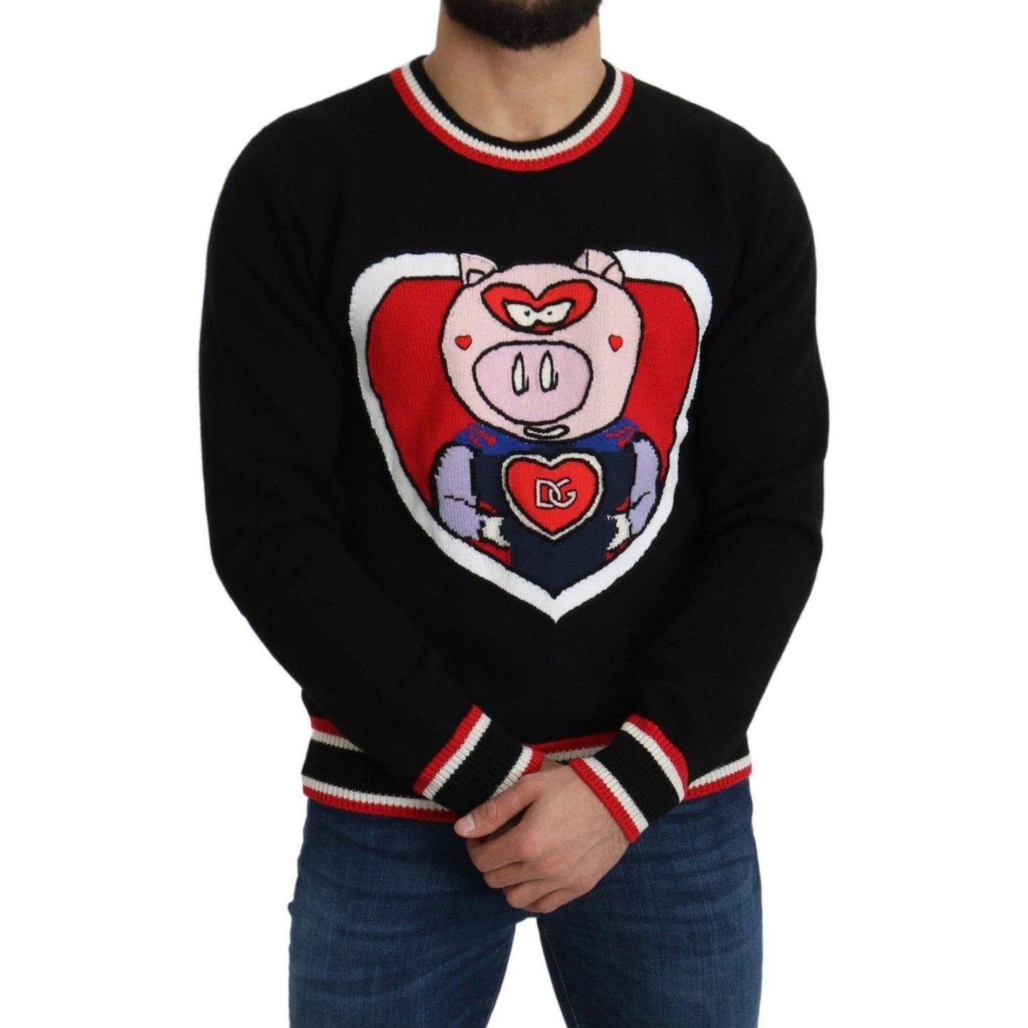Dolce & Gabbana Black Cashmere Pig of the Year Pullover Sweater TSH5092-46