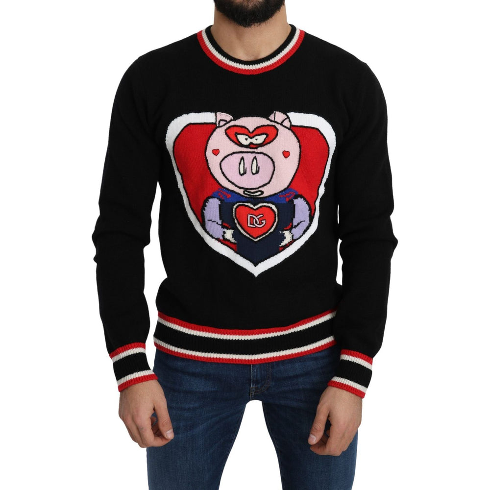 Dolce & Gabbana Black Cashmere Pig of the Year Pullover Sweater TSH5092-46