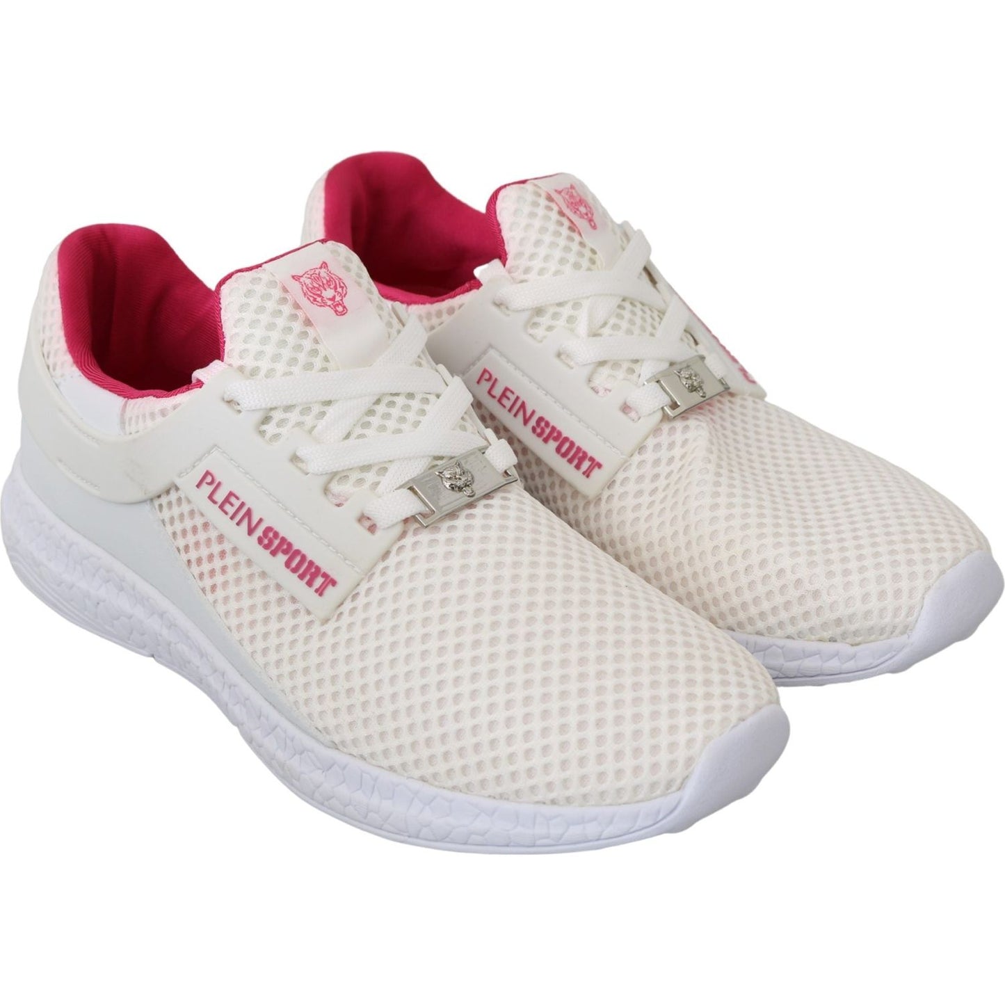 Philipp Plein White Pink Polyester Becky Sneakers Shoes LA7173-37
