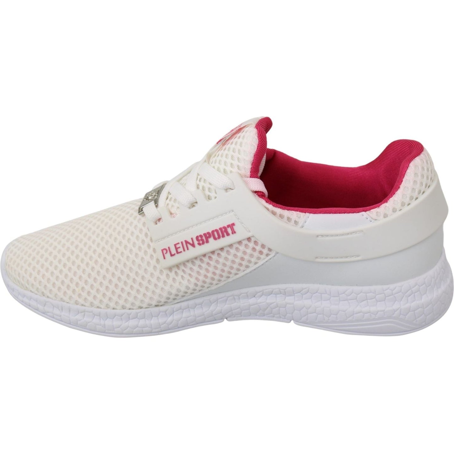 Philipp Plein White Pink Polyester Becky Sneakers Shoes LA7173-37