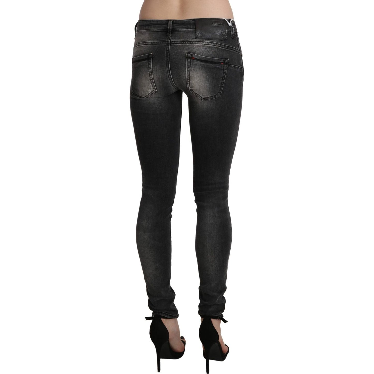 Acht Black Gray Washed Skinny Trouser Cotton Jeans PAN71209-27
