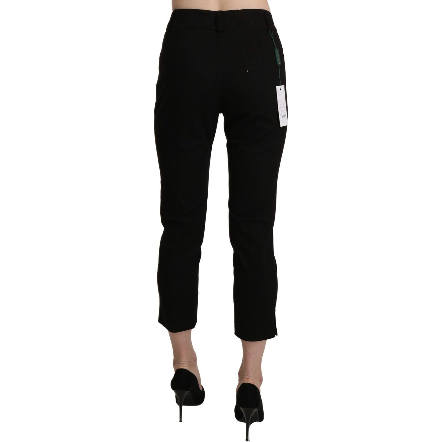 BENCIVENGA Black High Waist Skinny Cropped Dress Trouser Pants PAN71368-44