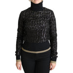 Dolce & Gabbana Black Sequined Knitted Turtle Neck Sweater TSH5350-38