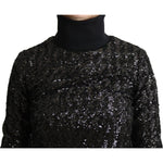 Dolce & Gabbana Black Sequined Knitted Turtle Neck Sweater TSH5350-38