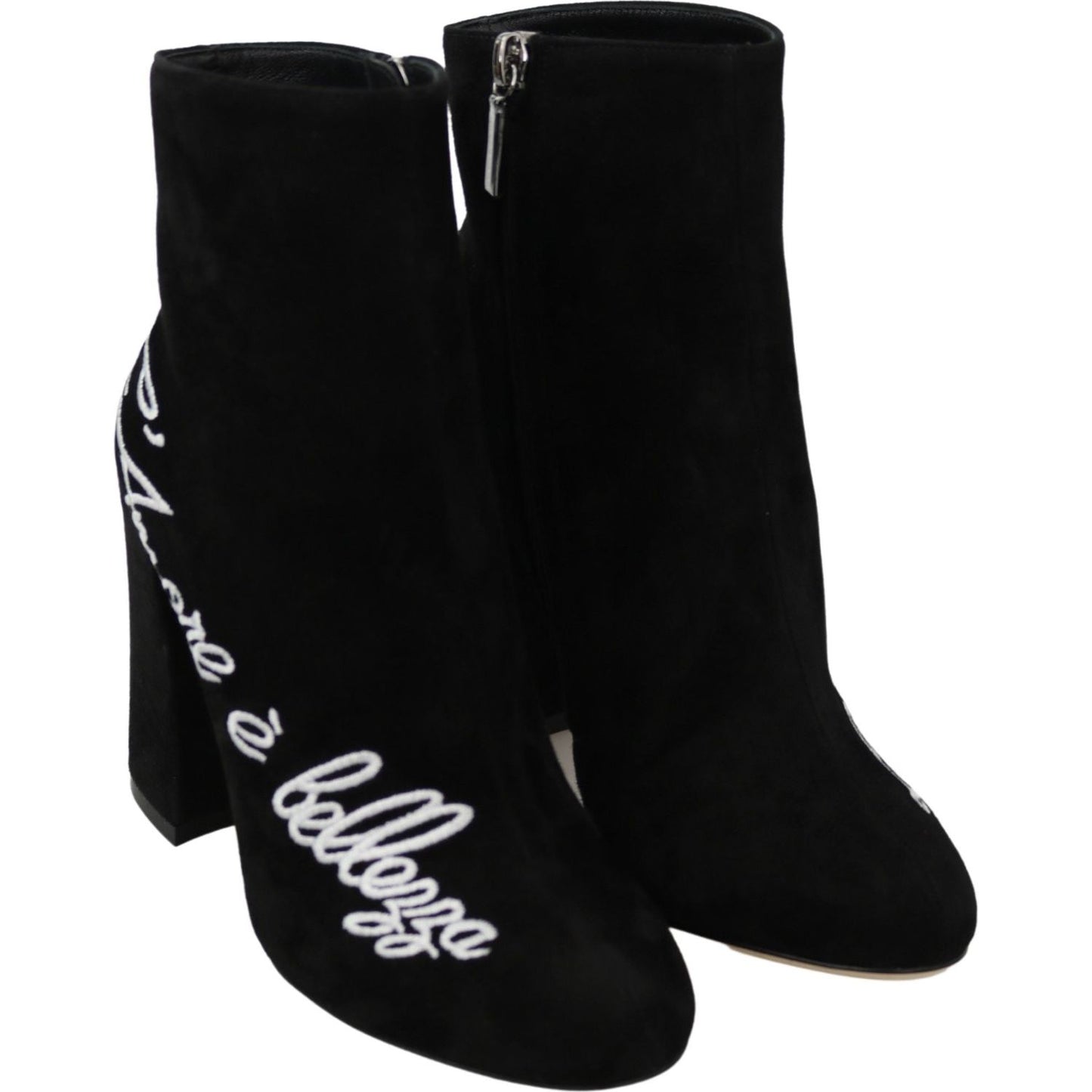 Dolce & Gabbana Black Suede L'Amore E'Bellezza Boots Shoes LA8143-35