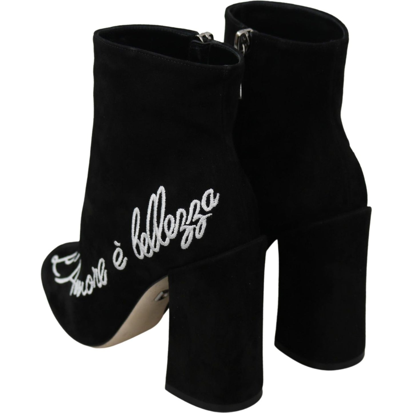 Dolce & Gabbana Black Suede L'Amore E'Bellezza Boots Shoes LA8143-35
