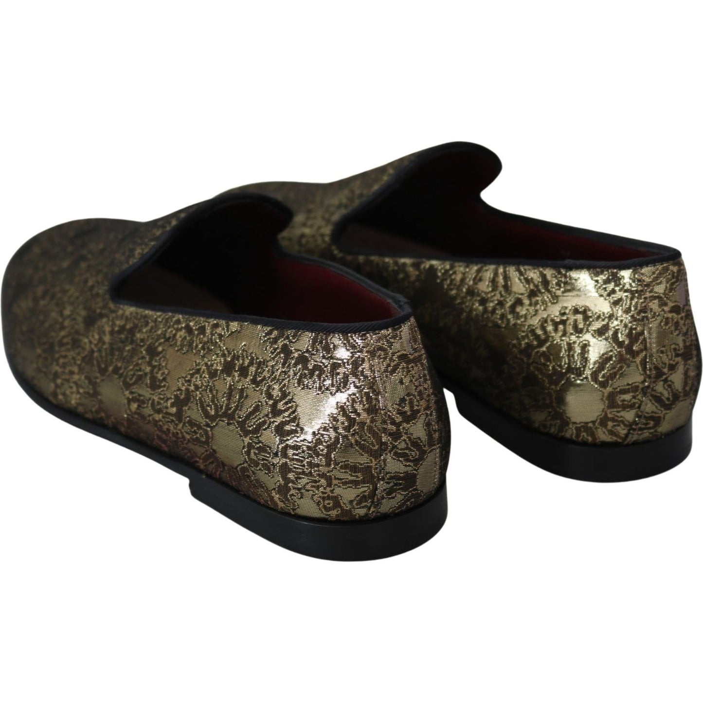 Dolce & Gabbana Gold Jacquard Flats Mens Loafers Shoes MV3488-39
