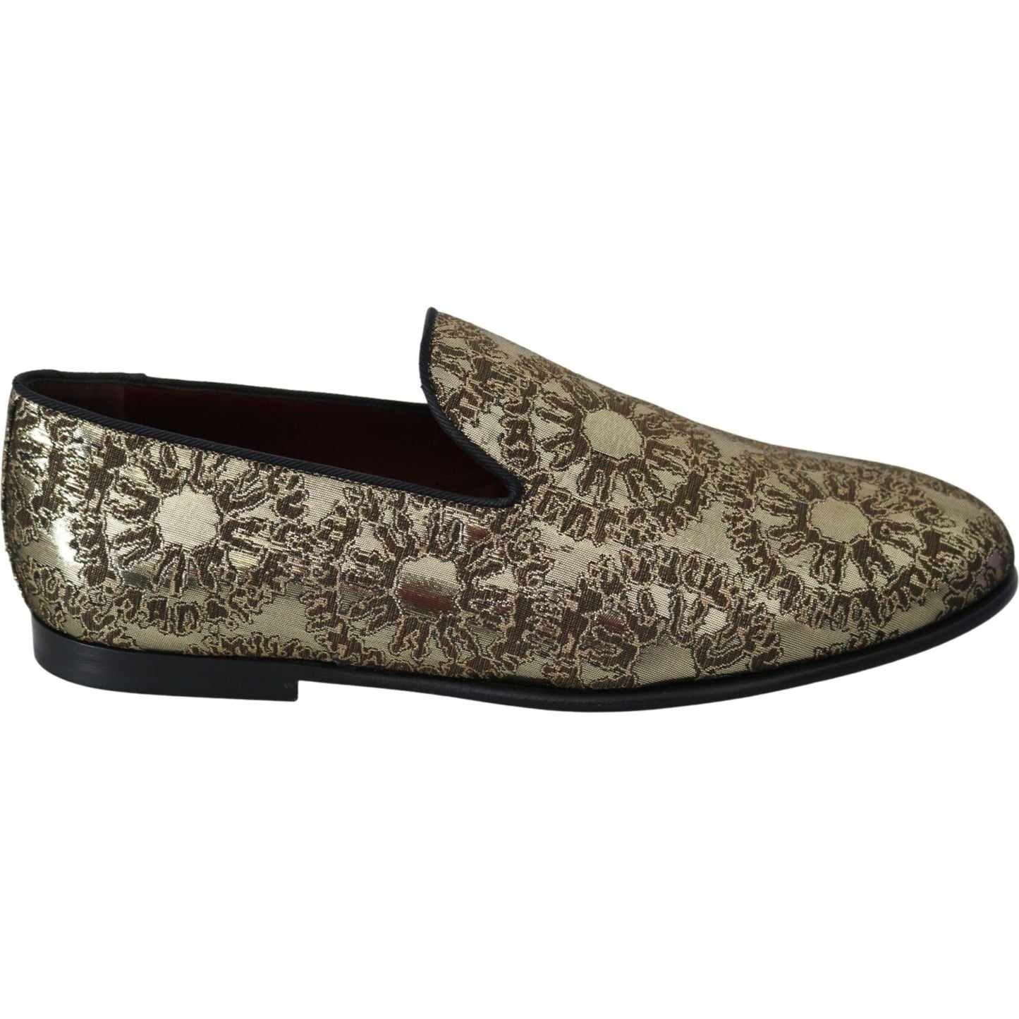 Dolce & Gabbana Gold Jacquard Flats Mens Loafers Shoes MV3488-39
