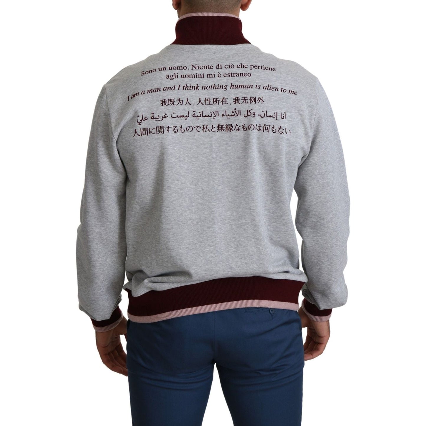 Dolce & Gabbana Gray Homo Sum Turtleneck Pullover Sweater TSH5413-50