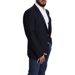 Dolce & Gabbana Black Wool Stretch Men Coat MARTINI Blazer KOS1833-56