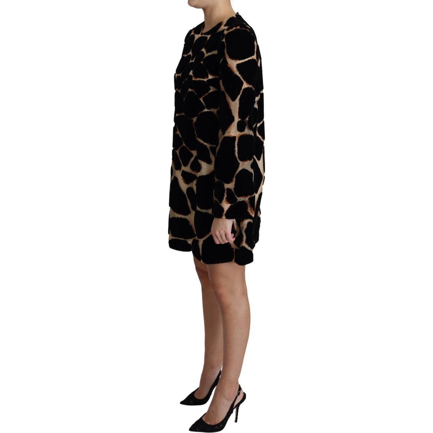 Dolce & Gabbana Black Giraffe Print Shift Mini Dress DR2645-36