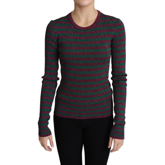 Dolce & Gabbana Multicolor Stripes Crew Neck Pullover Sweater