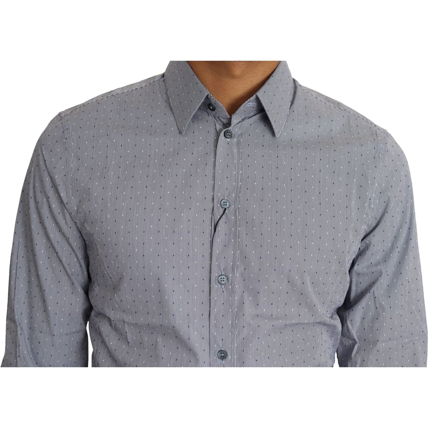 Dolce & Gabbana Gray Dotted Semi Fitted Formal SICILIA Shirt TSH5464-37