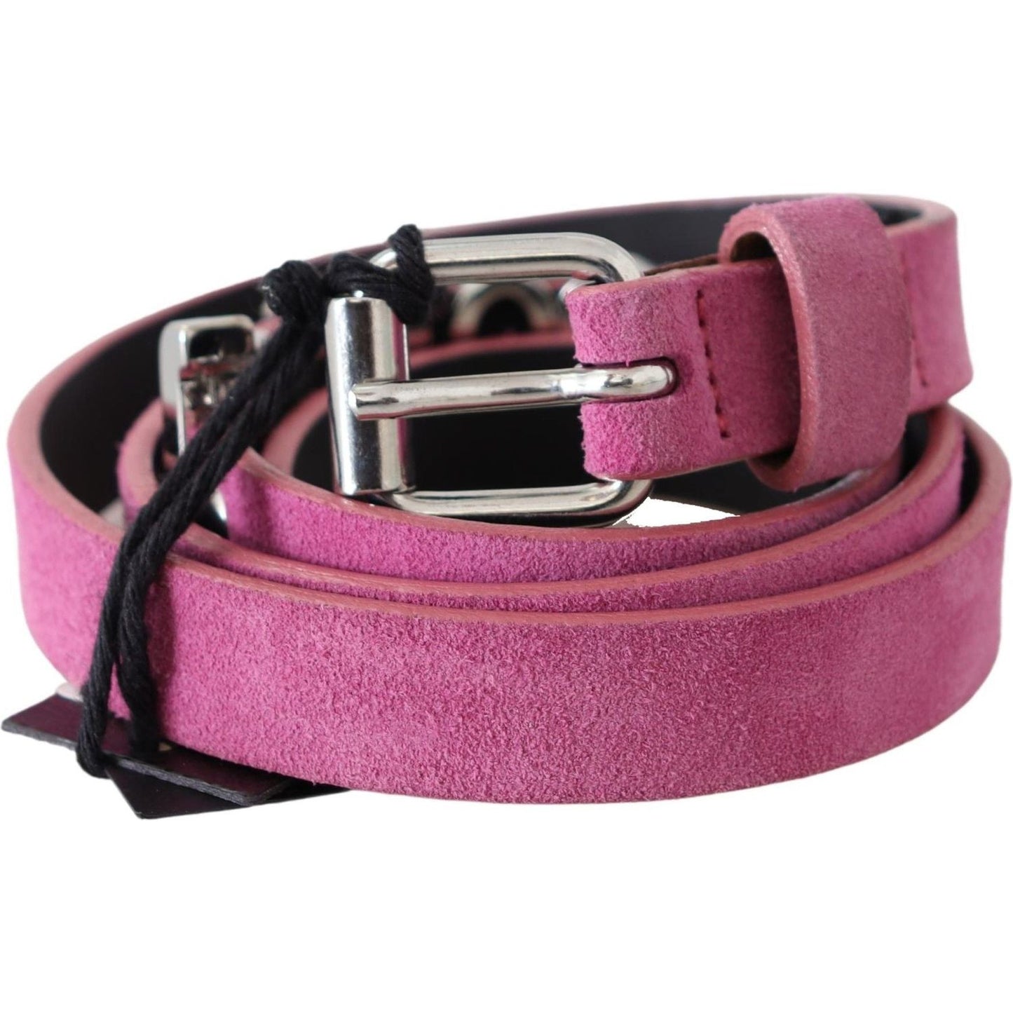 Just Cavalli Pink Silver Chrome Metal Buckle Waist Belt Belt