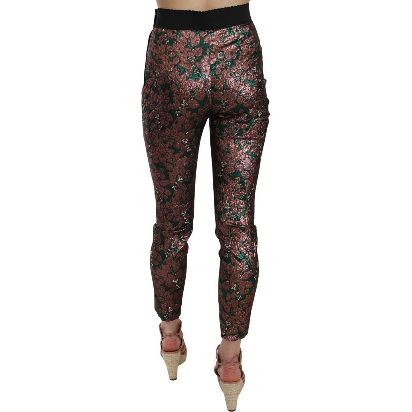 Dolce & Gabbana Multicolor Iridescent Brocade Jacquard Trousers Crop Pants