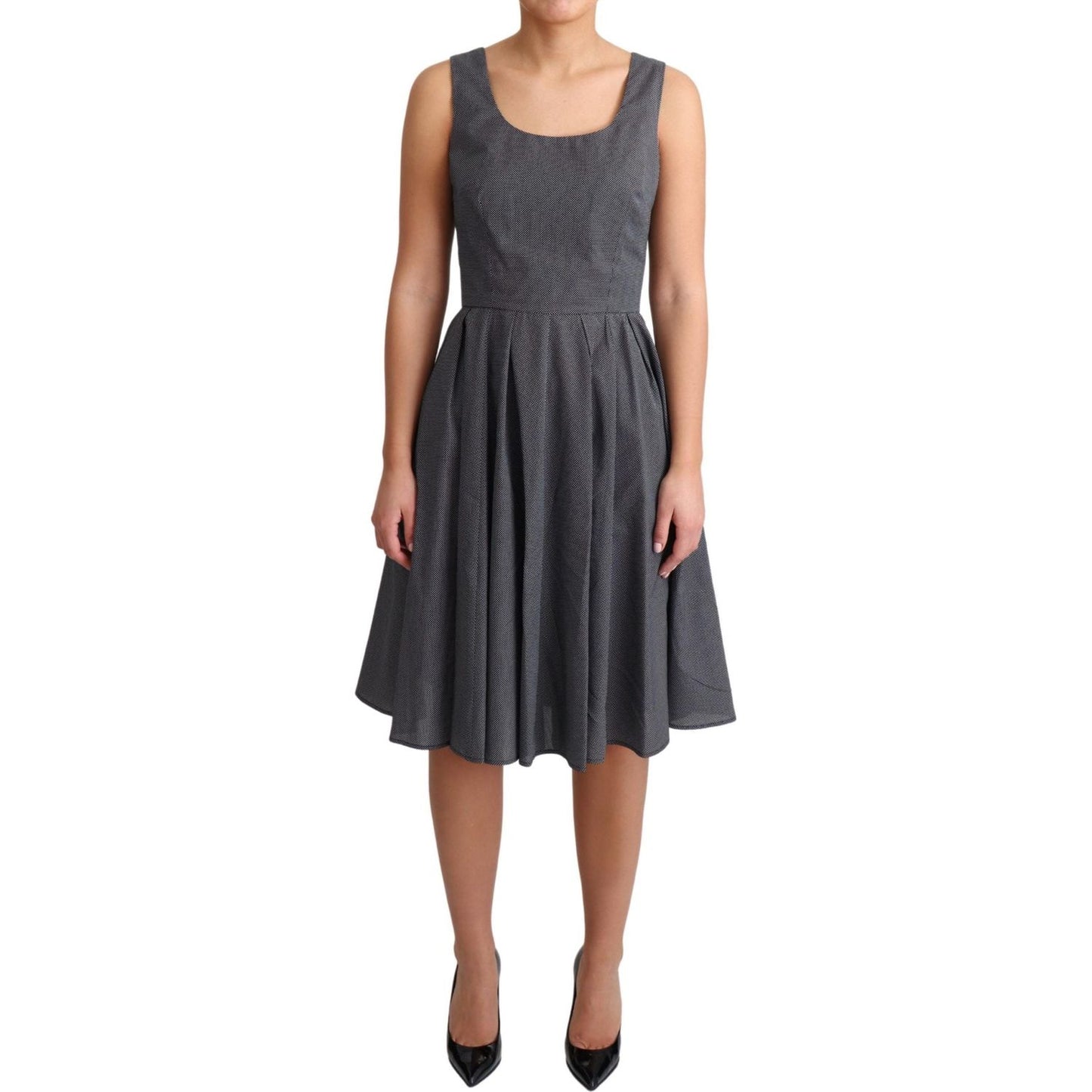 Dolce & Gabbana Black Polka Dotted Cotton A-Line Dress DR2758-40