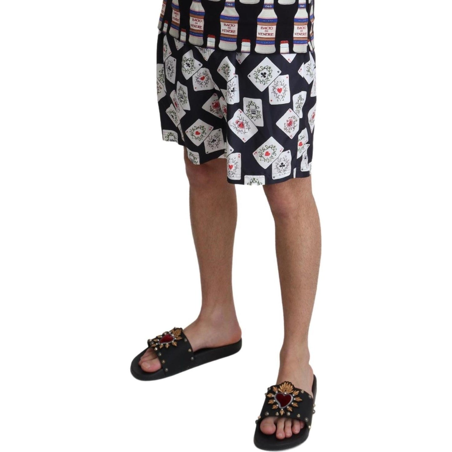 Dolce & Gabbana Black Card Deck Print Beachwear Swimshorts BIK1073-IT4