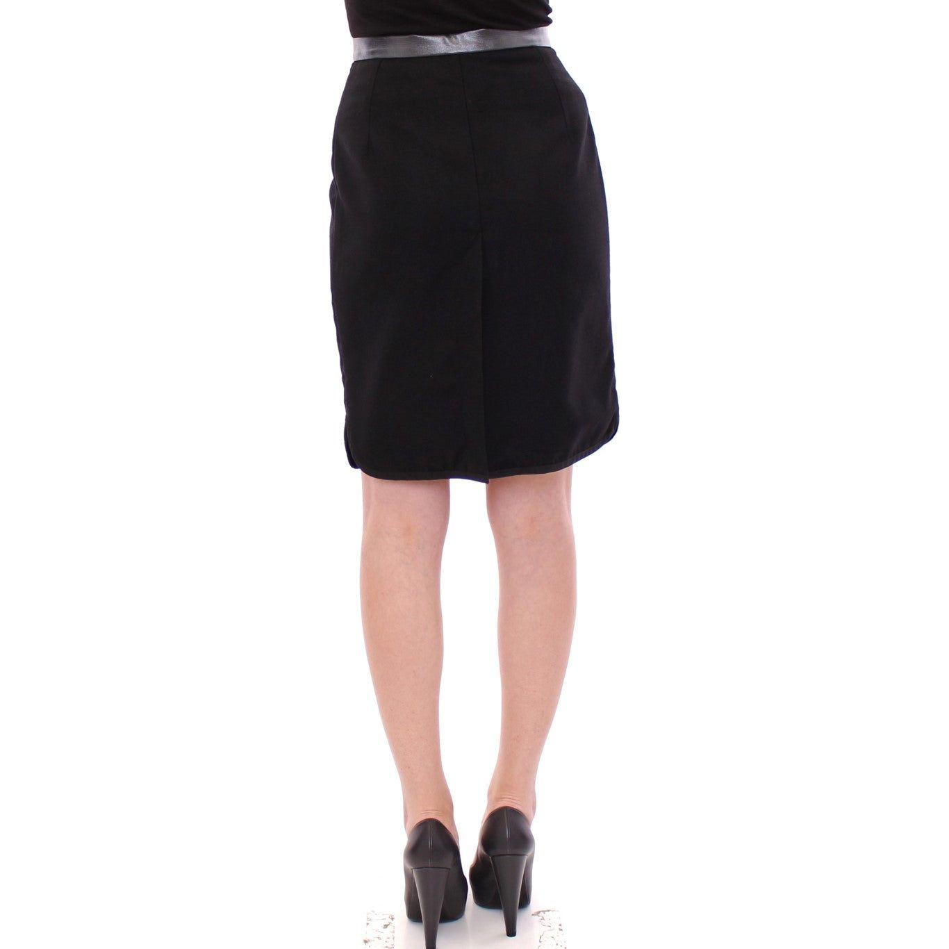 Corrado De Biase Black Metal Buttons Cotto Wool Skirt GSS10175-1