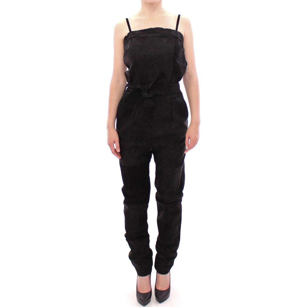 La Maison du Couturier Black Leather Jumpsuit GSS10365-2