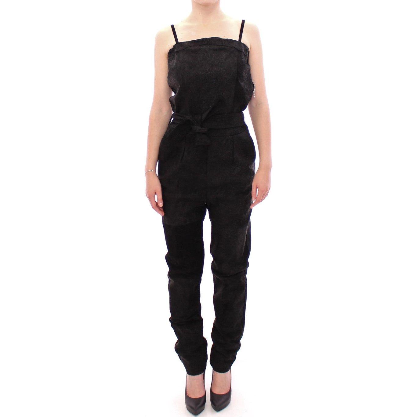 La Maison du Couturier Black Leather Jumpsuit GSS10365-2