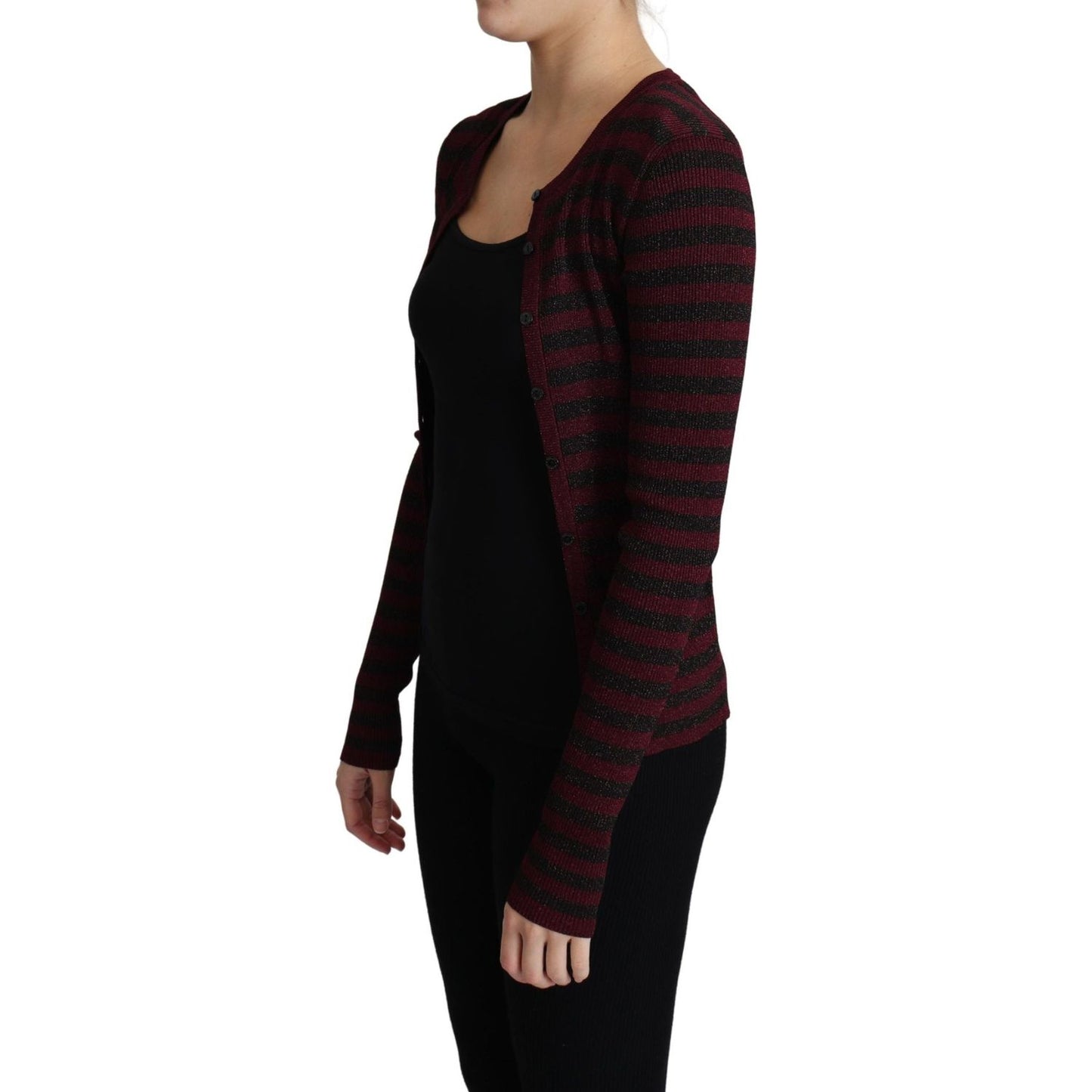 Dolce & Gabbana Black Red Striped Viscose Cardigan Sweater TSH5774-38