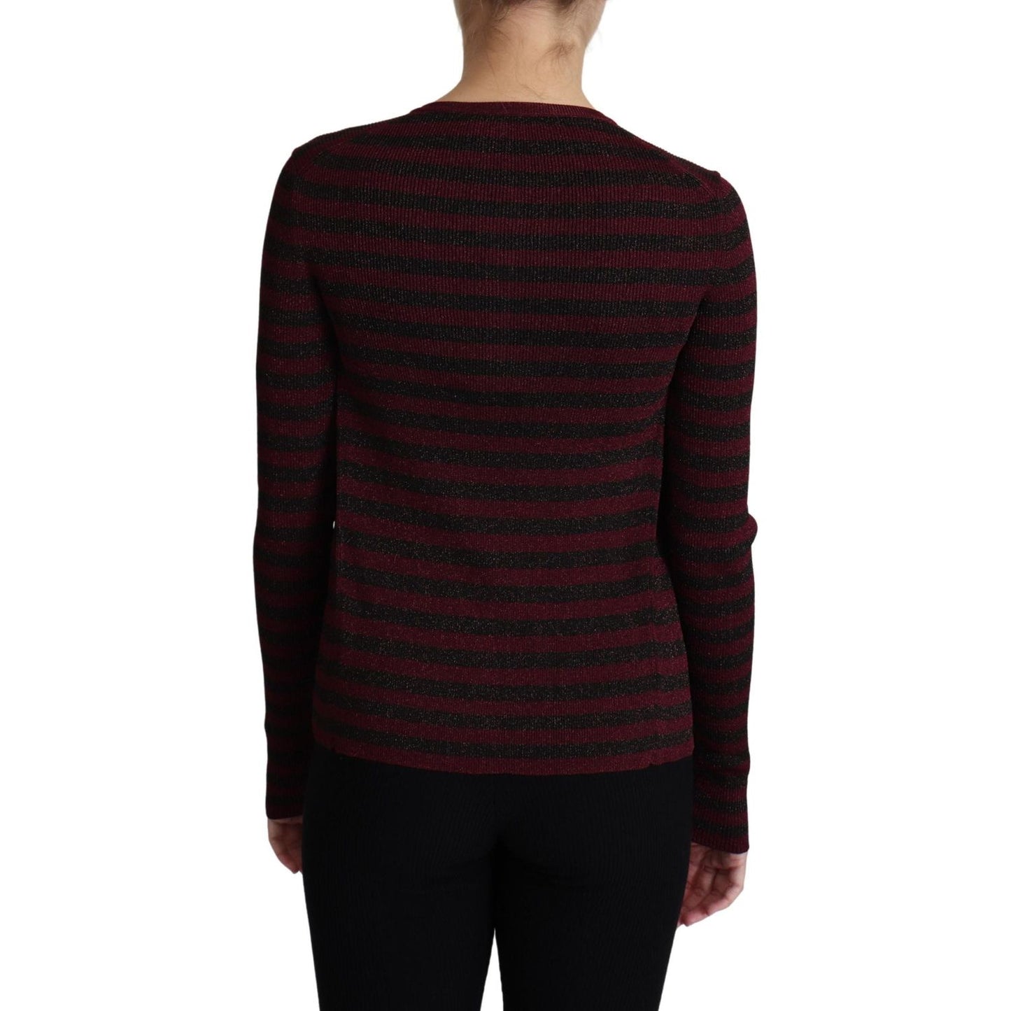 Dolce & Gabbana Black Red Striped Viscose Cardigan Sweater TSH5774-38