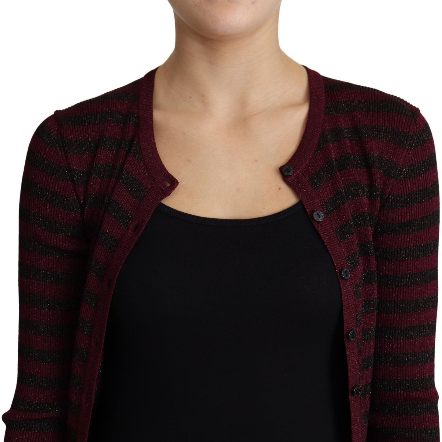 Dolce & Gabbana Black Red Striped Viscose Cardigan Sweater TSH5774-38