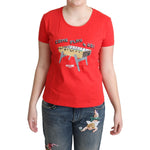Moschino Red Cotton Come Play 4 Us Print Tops Blouse T-shirt TSH5061-46