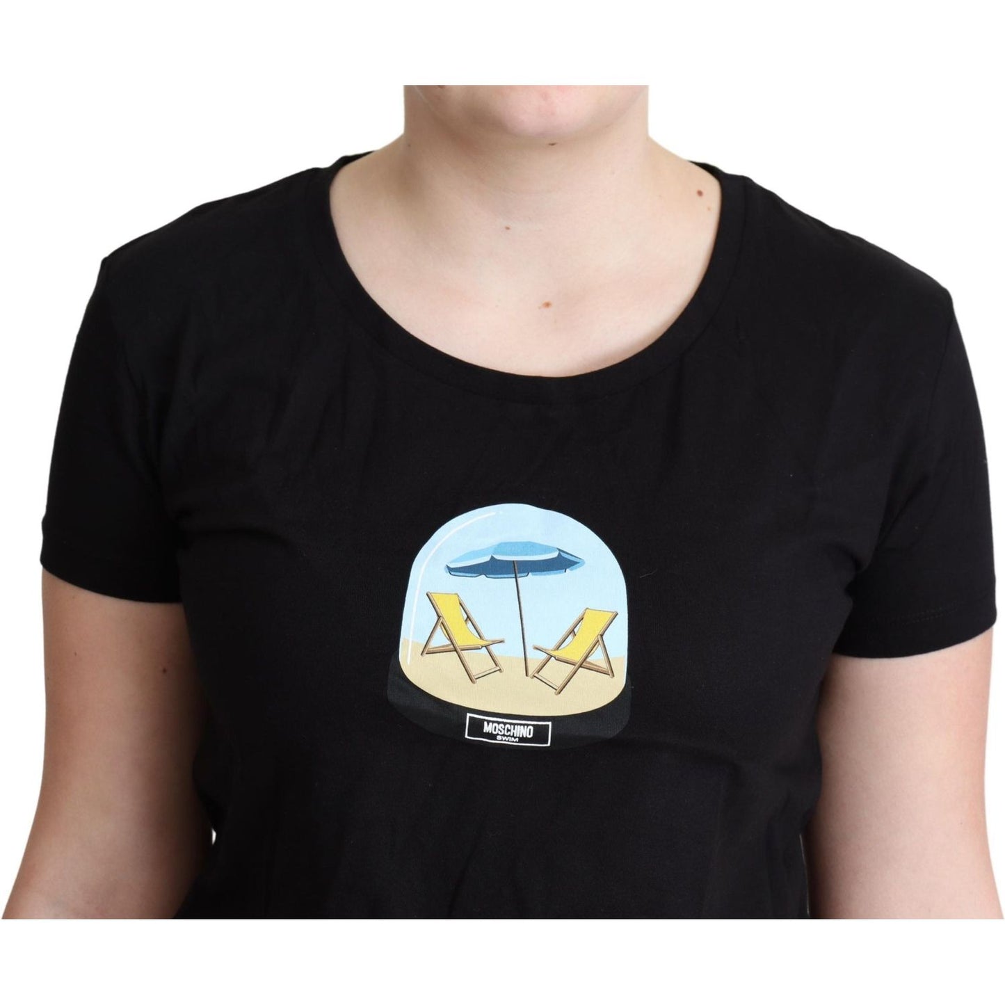 Moschino Black Printed Cotton Short Sleeves T-shirt TSH5073-40