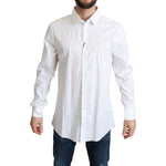 Dolce & Gabbana White Cotton Stretch Men Dress Formal Shirt TSH5936 -38