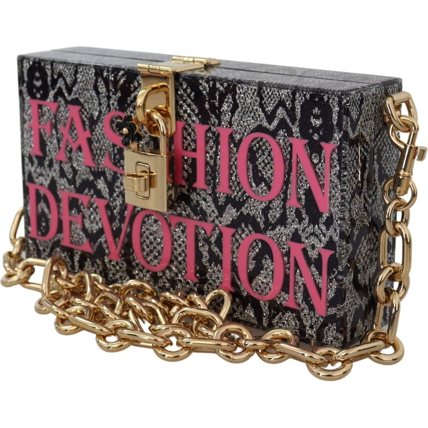 Dolce & Gabbana Gray Fashion Devotion Clutch Plexi SICILY BOX Purse VAS12478