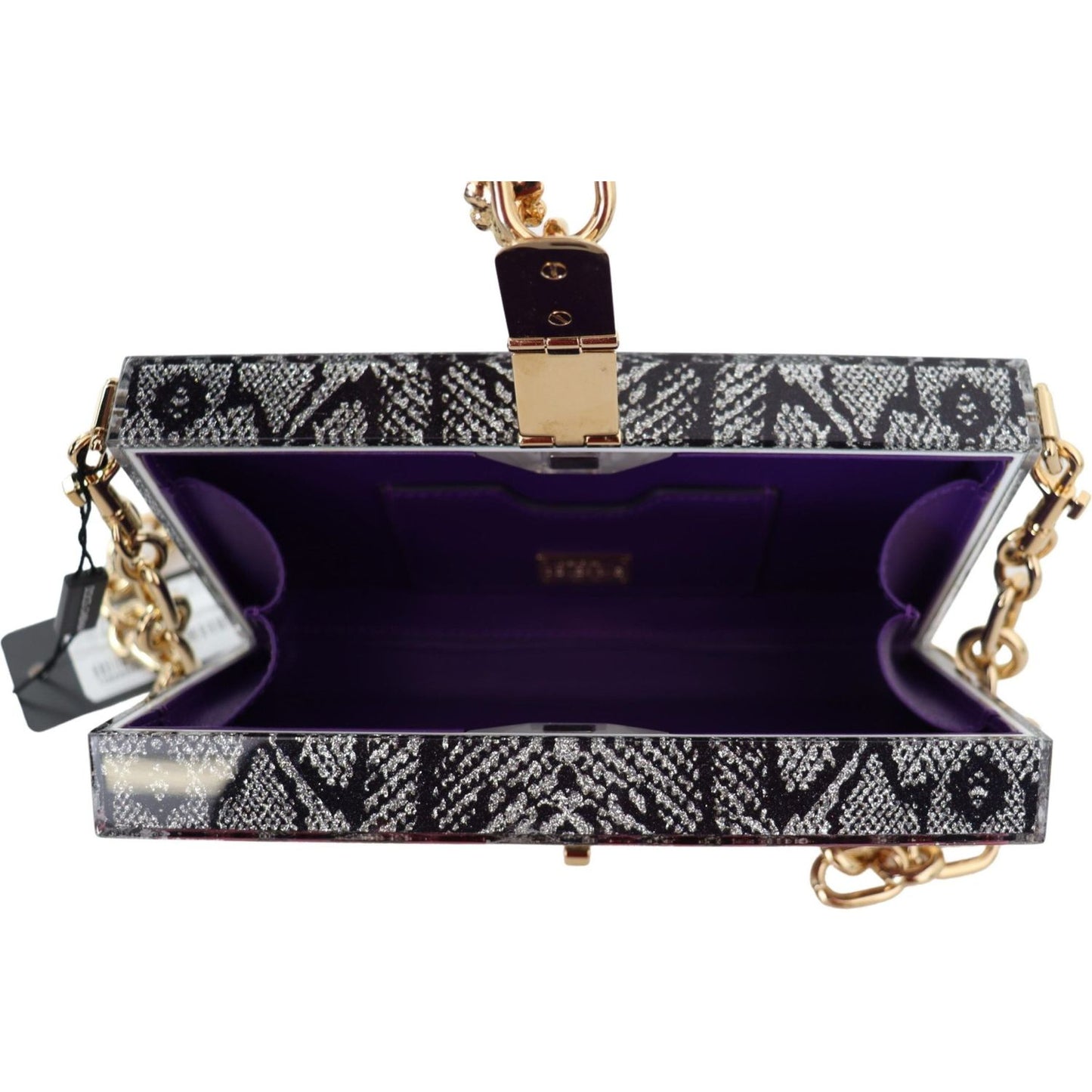 Dolce & Gabbana Gray Fashion Devotion Clutch Plexi SICILY BOX Purse VAS12478