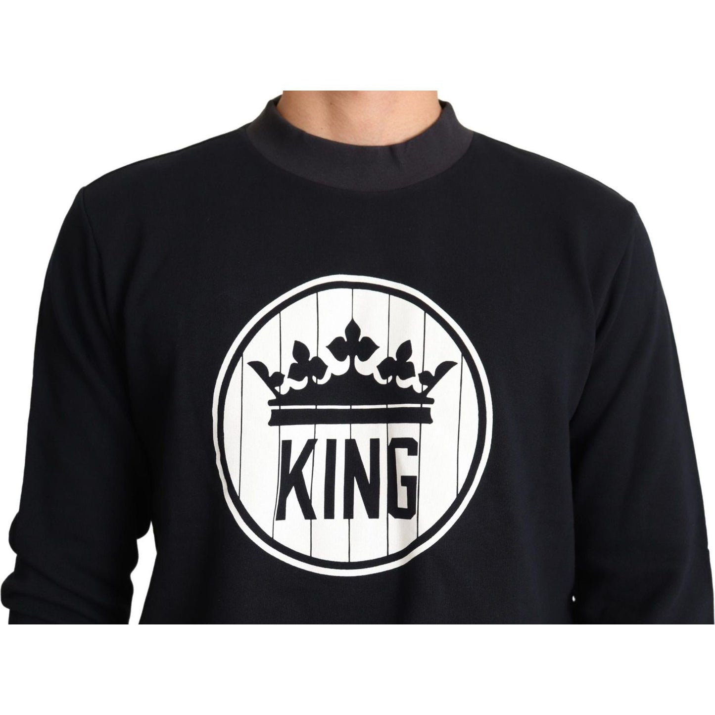 Dolce & Gabbana Blue Crown King Cotton Pullover Sweater TSH6326-46