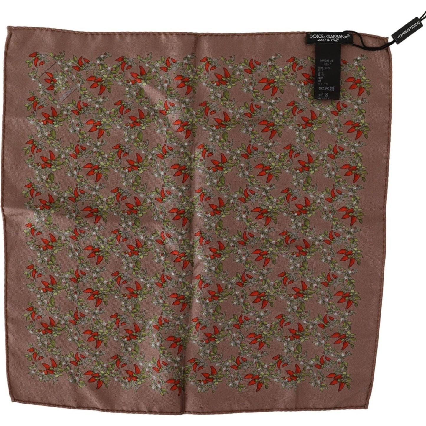 Dolce & Gabbana Brown Carrots Print Silk Handkerchief