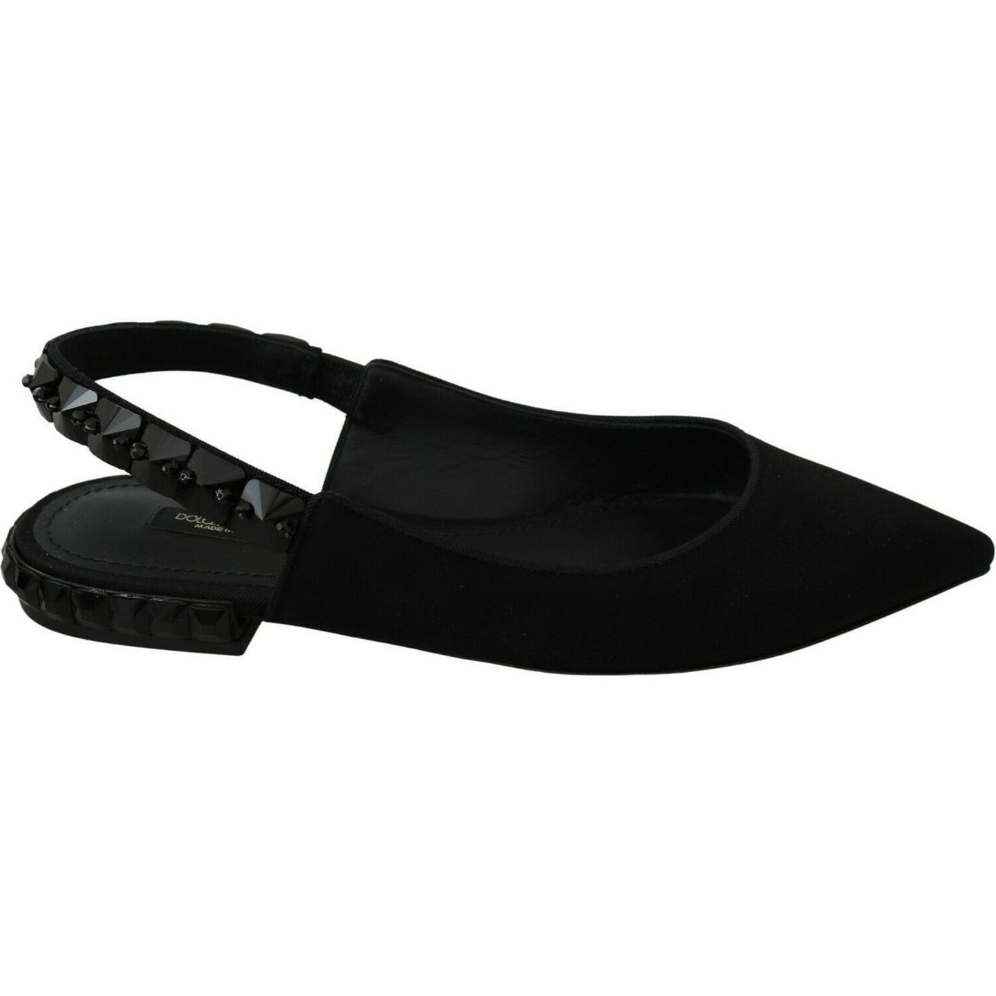 Dolce & Gabbana Black Flats Slingback Charmeuse Shoes LA7152-36
