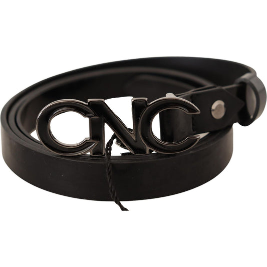 Costume National Black Leather Letter Logo Buckle Belt WOMAN BELTS