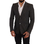 Dolce & Gabbana Black Striped Slim Fit Wool Coat Blazer JKT2849 -48