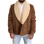 Dolce & Gabbana Brown Double Breasted Shearling Coat Jacket JKT2910-54
