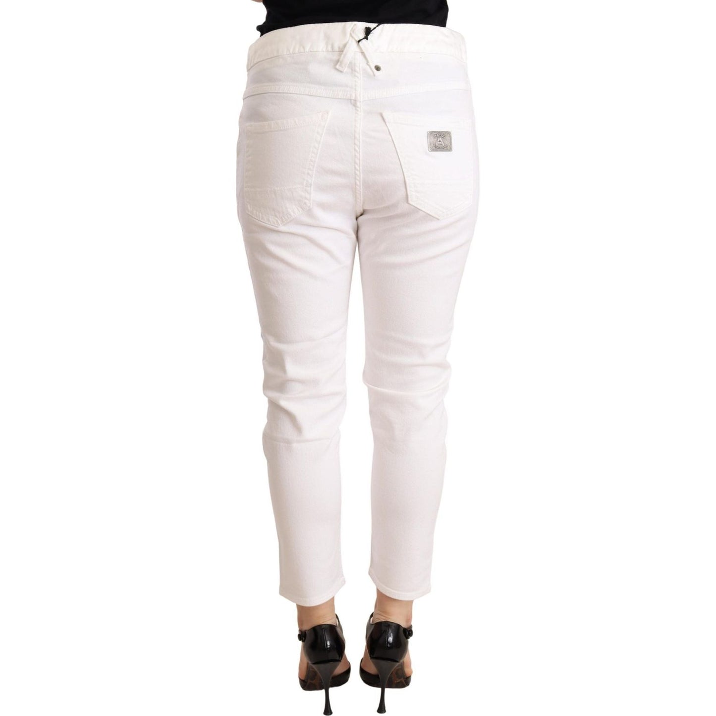 CYCLE White Mid Waist Slim Fit Skinny Cotton Stretch Trouser WOMAN TROUSERS