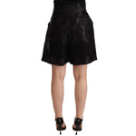 Dolce & Gabbana Black Floral Brocade High Waist Mini Shorts PAN72282 -36