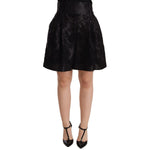 Dolce & Gabbana Black Floral Brocade High Waist Mini Shorts PAN72282 -36